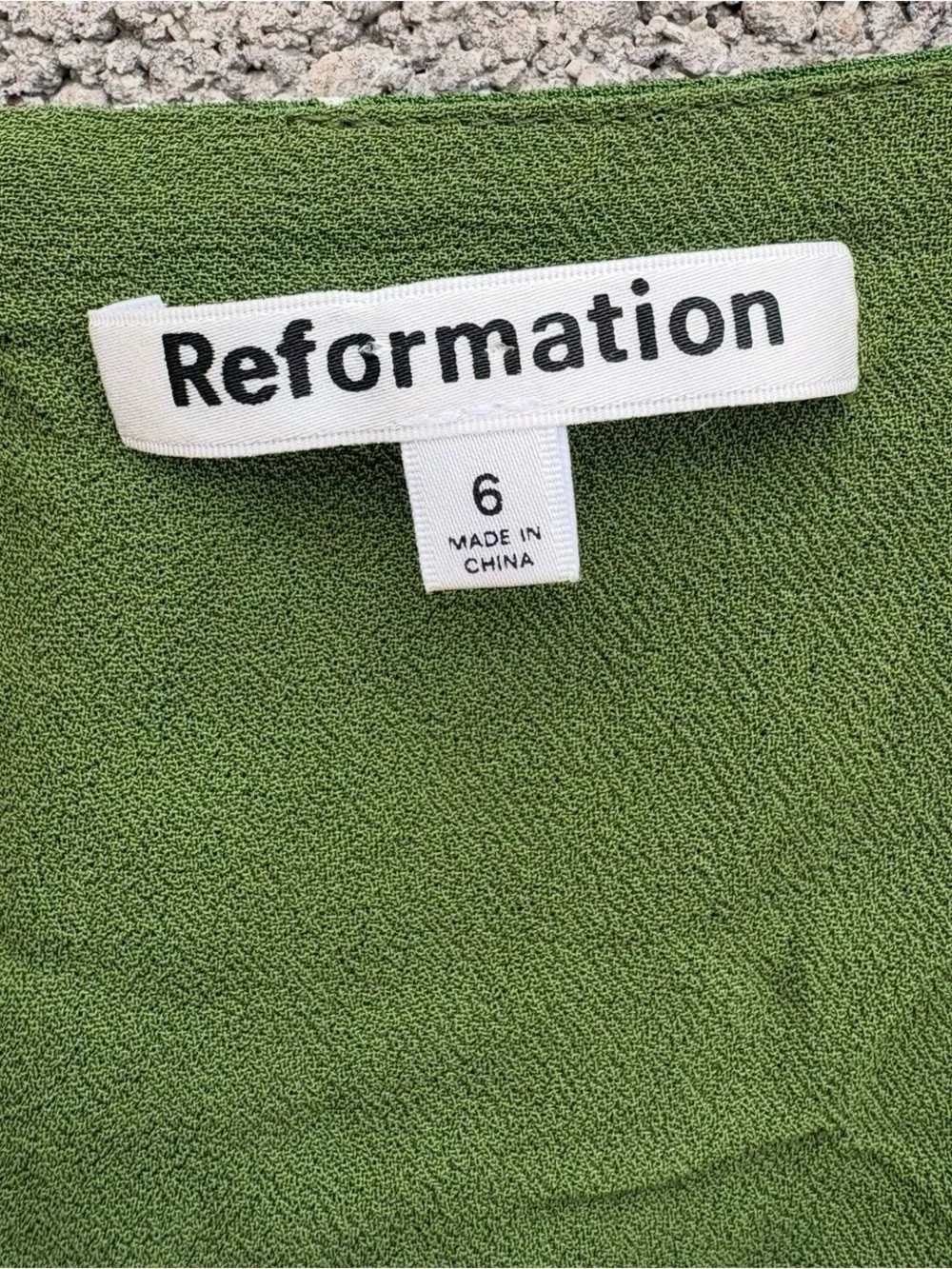 Reformation Size 6 Hearth Green Polka Dot Smocked Blouse Lined Key Hole Back